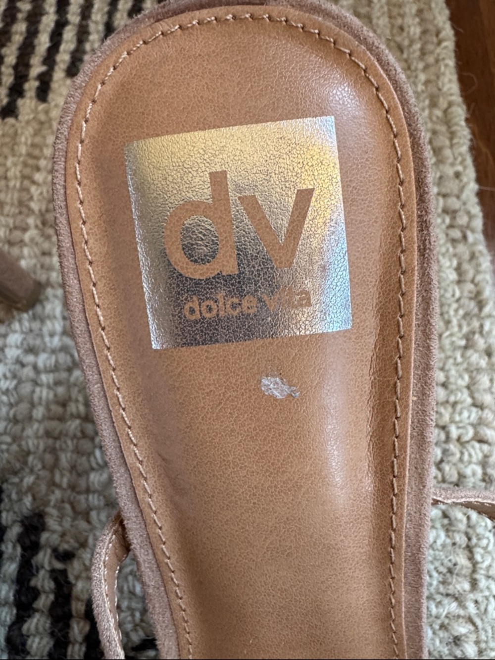 Dolce Vita Nude Tan Suede Pointed Toe Mules with Ankle Strap - Picture 2 of 7